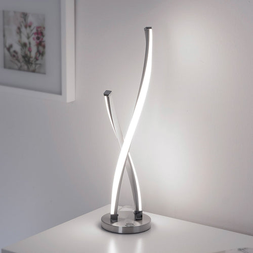 LED bordlampe Polina dimbar metall sølv forfra
