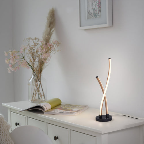 LED bordlampe Polina dimbar gull aluminium bakside