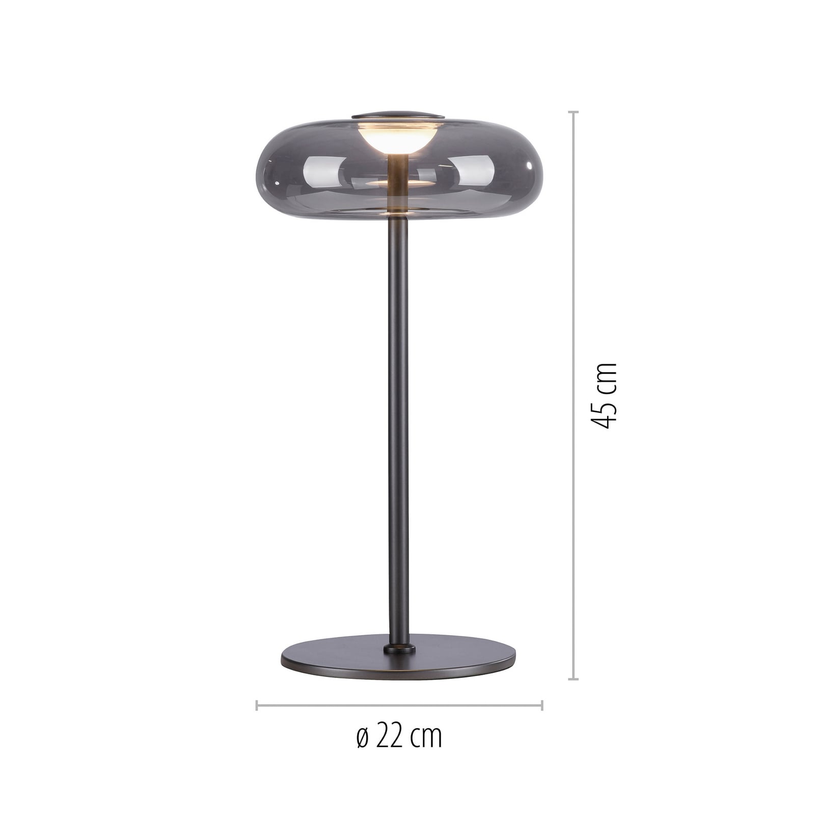 LED bordlampe Posh røykglass dimbar detalj av glass