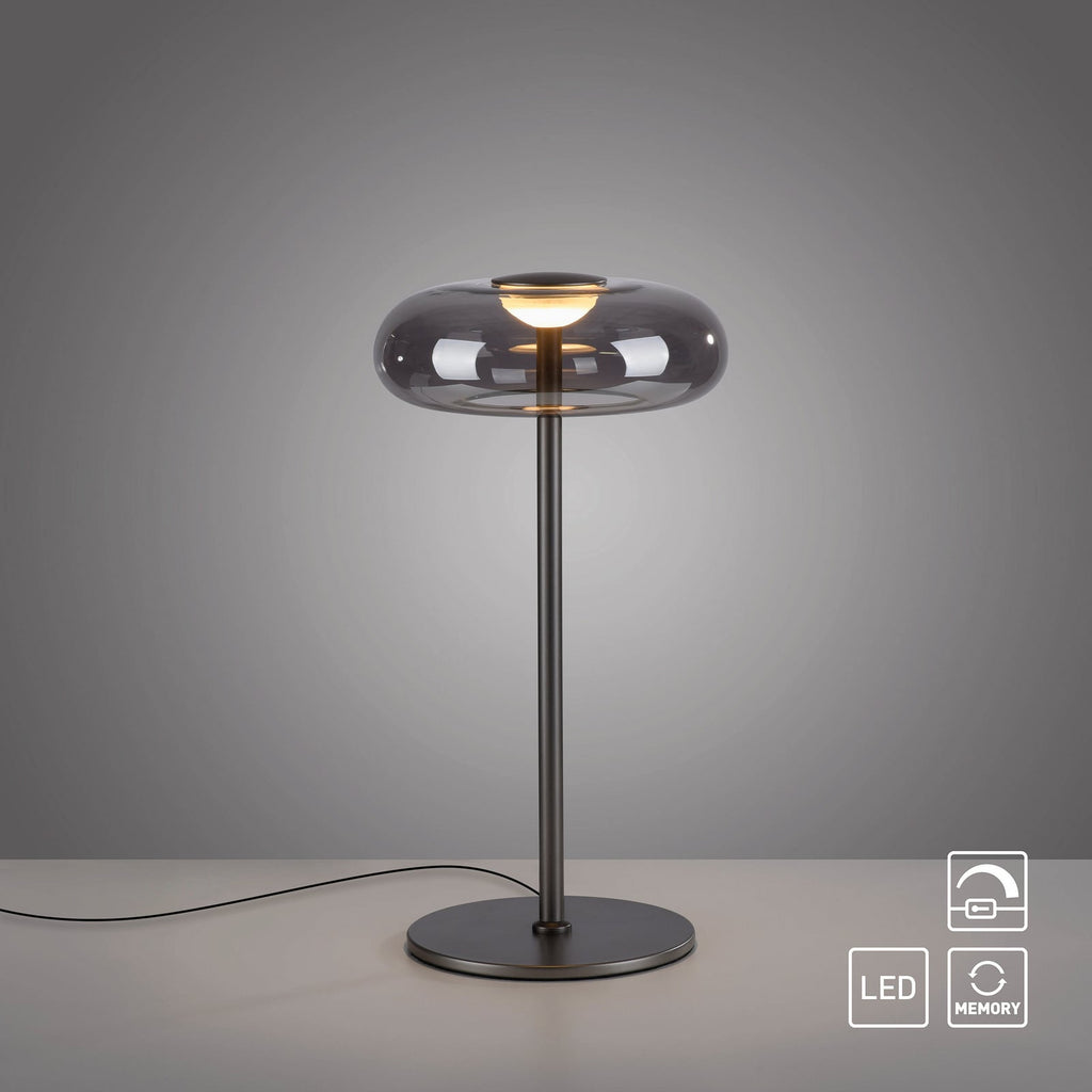 LED bordlampe Posh røykglass dimbar Ø22 cm 3000K - Schöner Wohnen