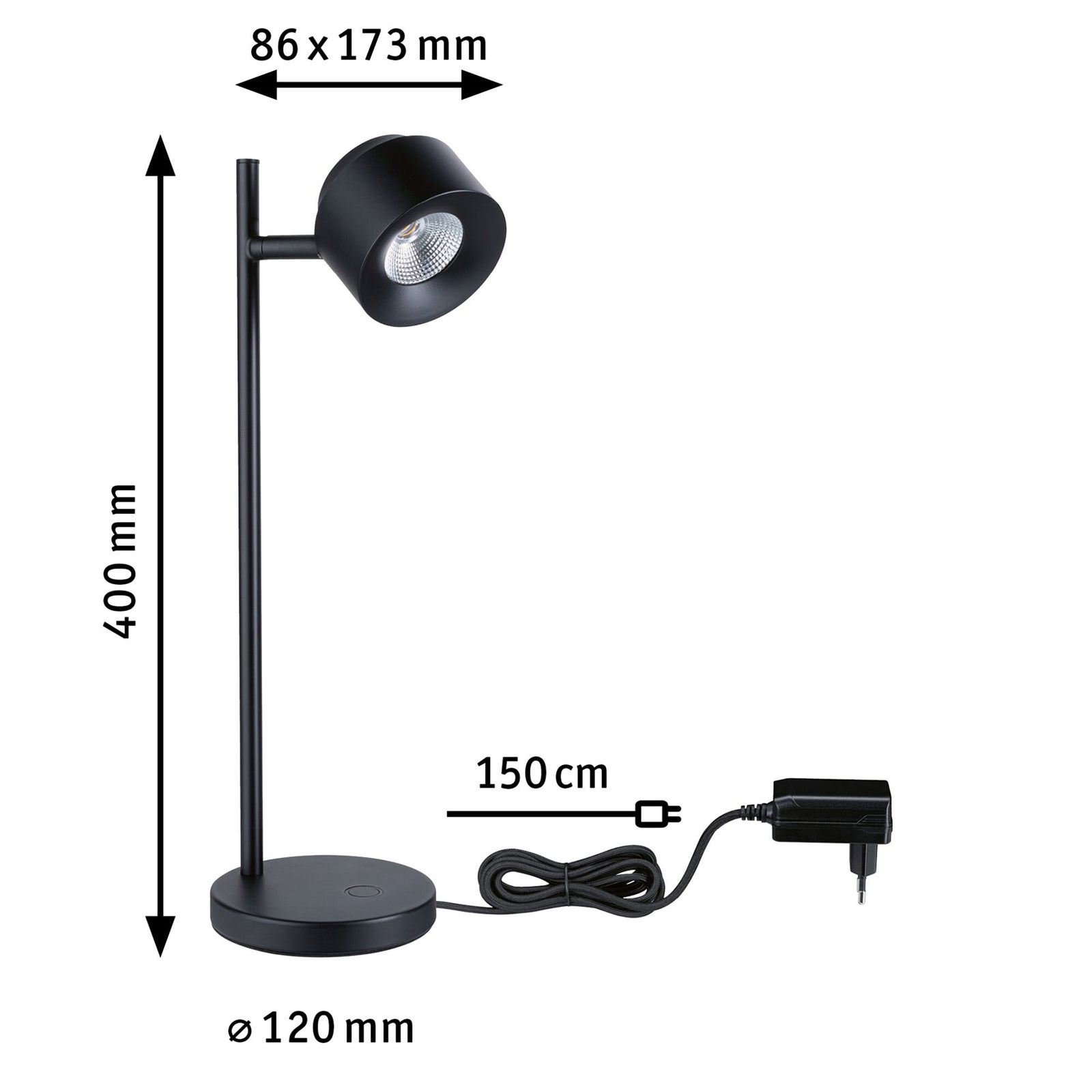LED bordlampe Puric Pane I svart dimbar 40 cm 5,5W - Paulmann