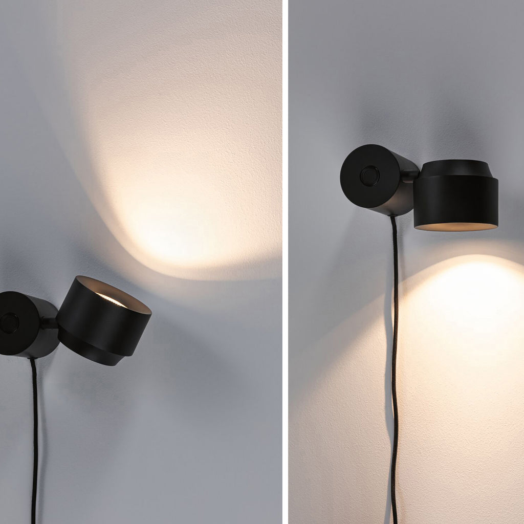 LED-bordlampe Puric Pane I svart svingbar dimbar med veggmontering