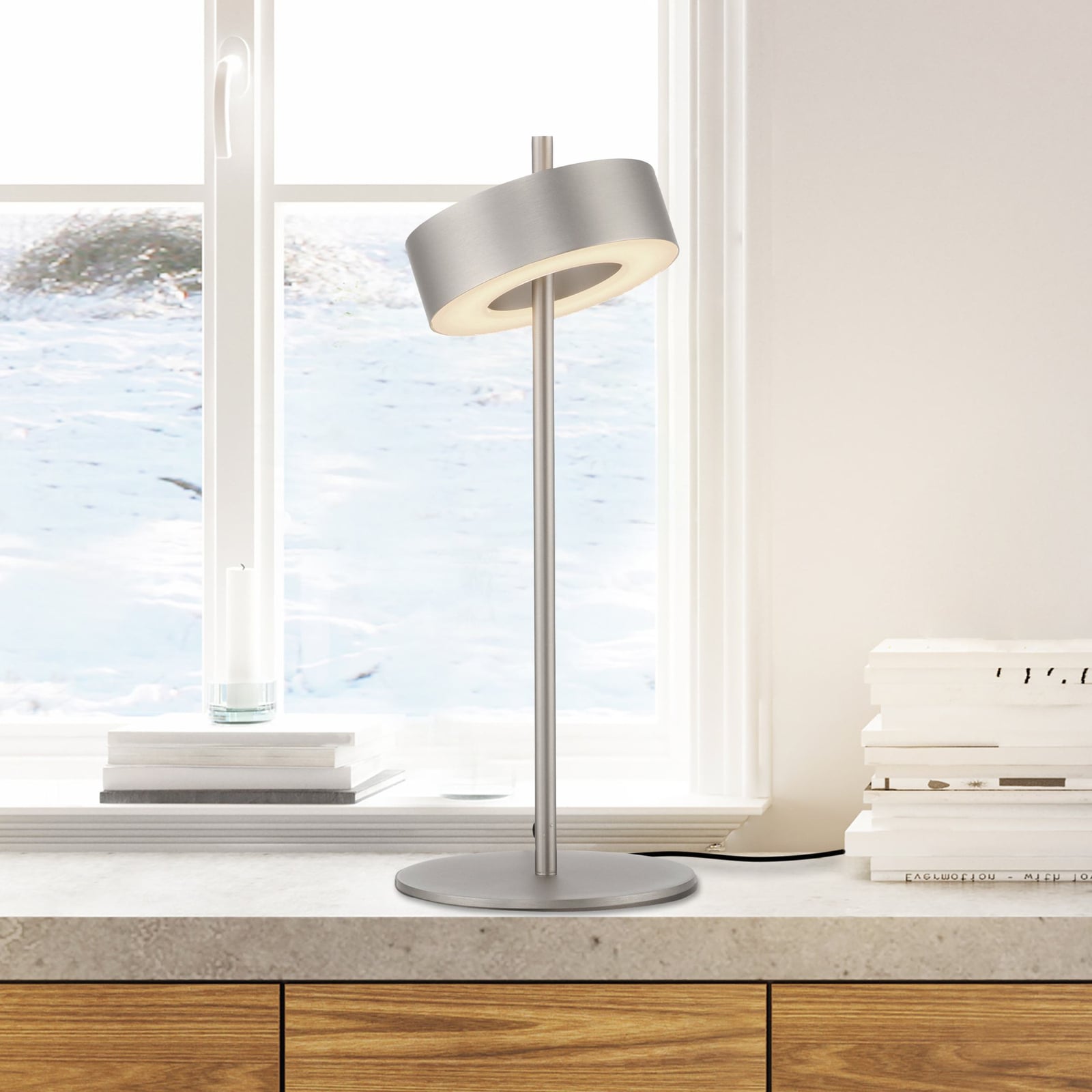 LED bordlampe Q-Rotate aluminium dimbar CCT 40 cm forfra