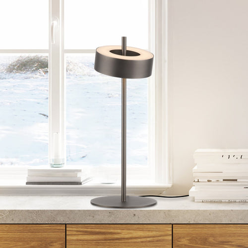 LED bordlampe Q-Rotate dimbar mørkebrun 40 cm Zigbee forfra