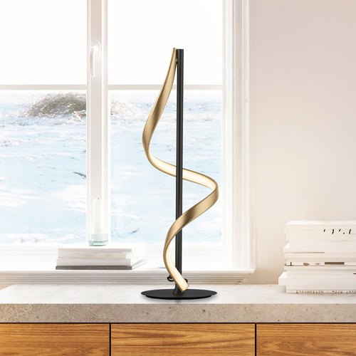LED bordlampe Q-Swing dimbar antrasitt/messing forfra
