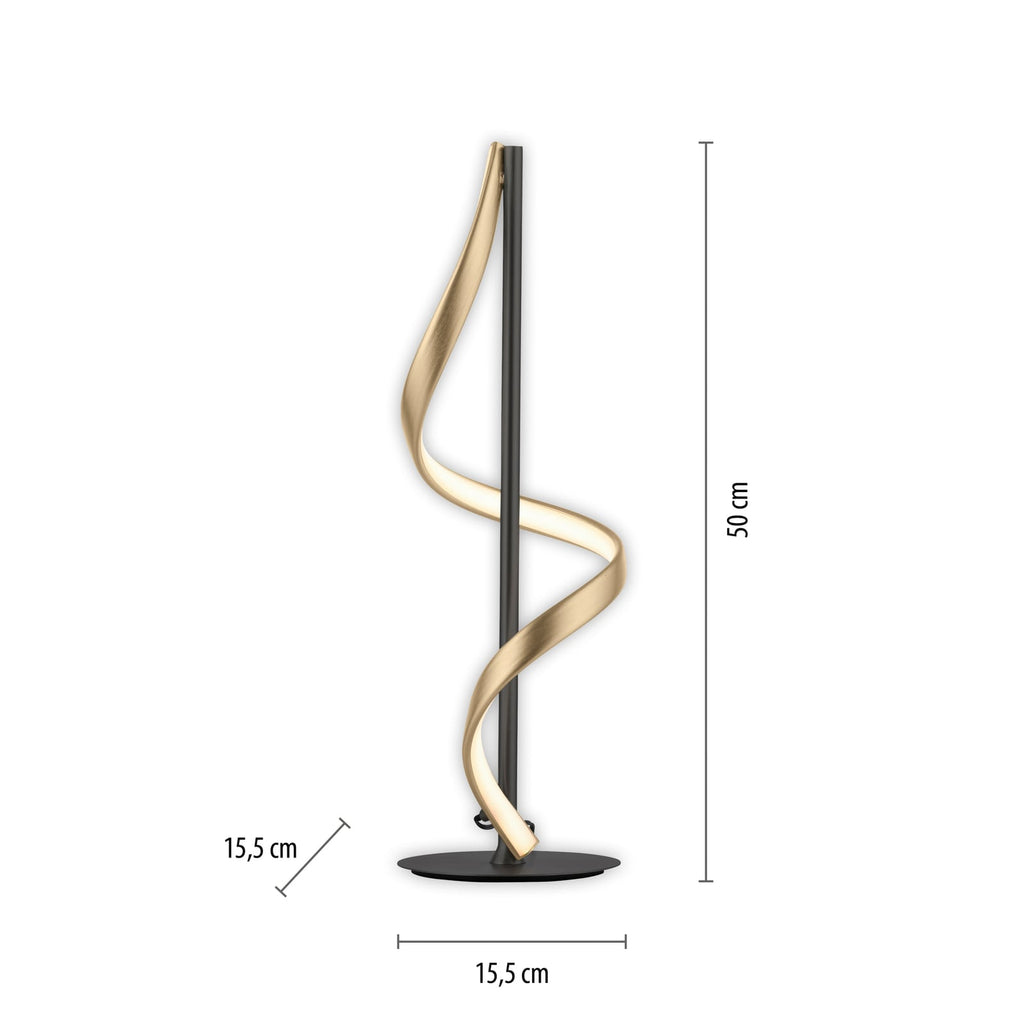 LED bordlampe Q-Swing dimbar antrasitt/messing detalj av lys