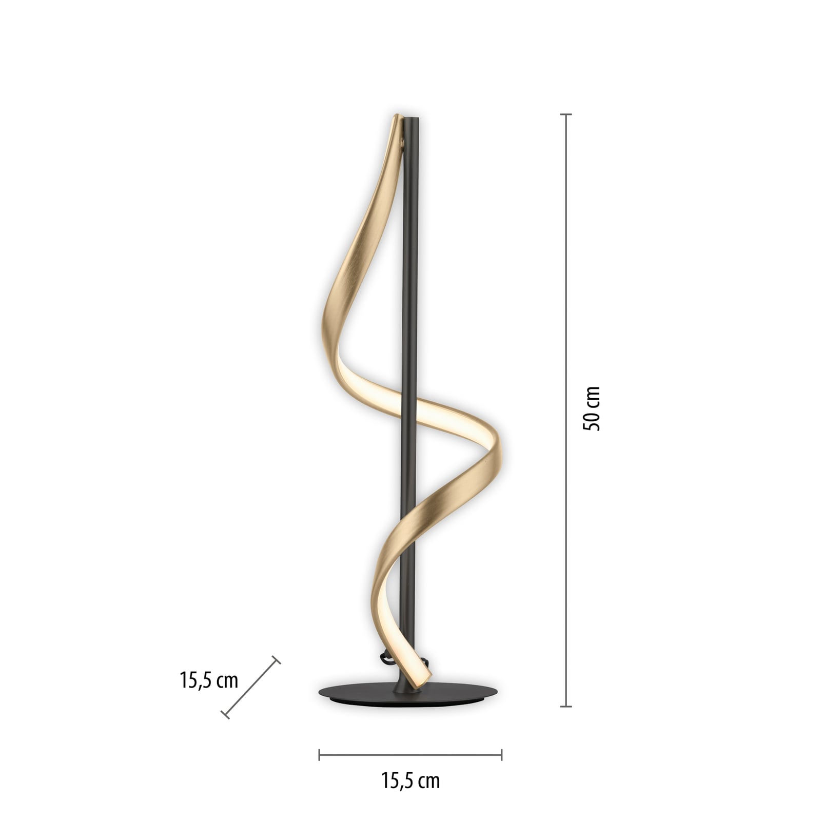 LED bordlampe Q-Swing dimbar antrasitt/messing detalj av lys