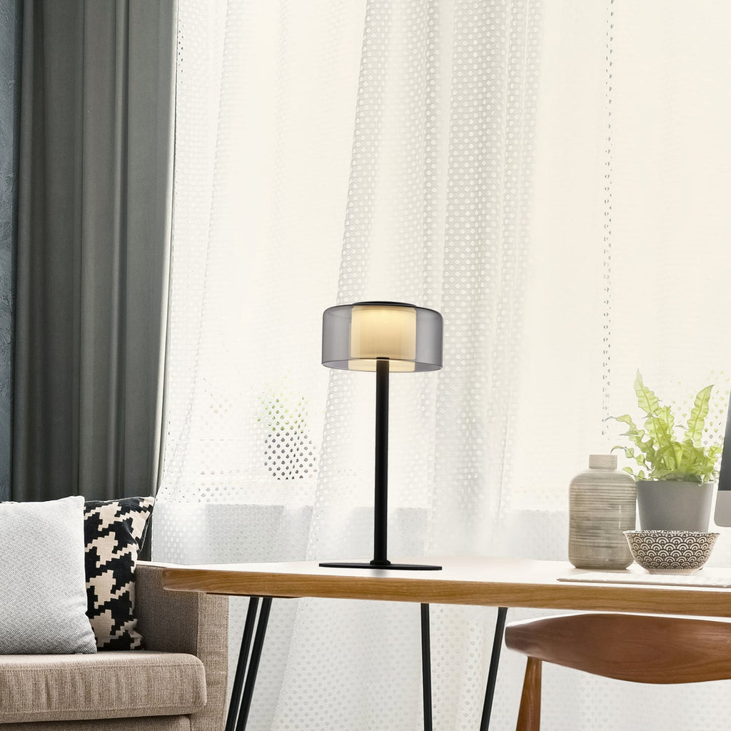 LED bordlampe Rika røykglass dimbar bakside