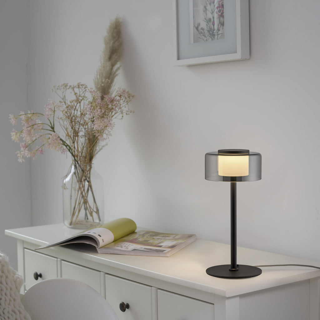 LED bordlampe Rika røykglass dimbar detalj av glass