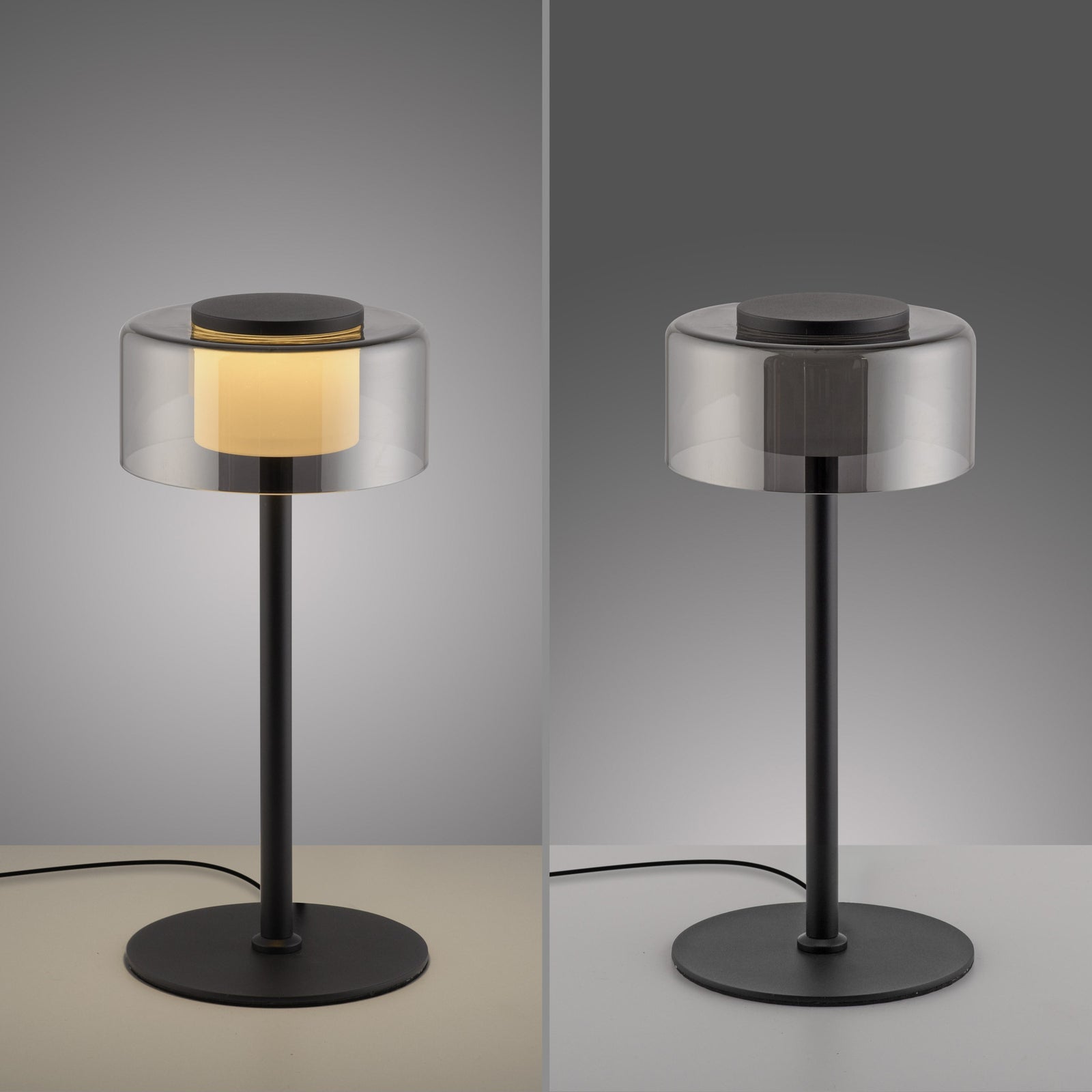 LED bordlampe Rika røykglass dimbar oversikt