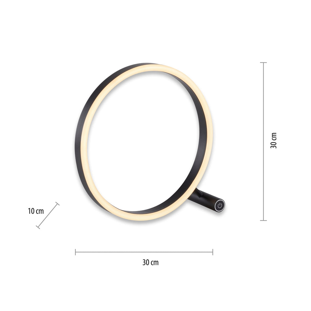 LED-bordlampe Ritus dimbar antrasitt aluminium 28 cm i bruk på skrivebord
