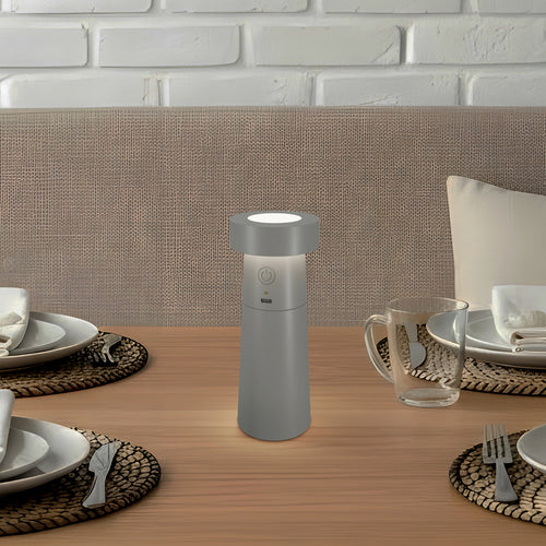 LED bordlampe Salt saltkvern lysegrå oppladbar IP44 bakside