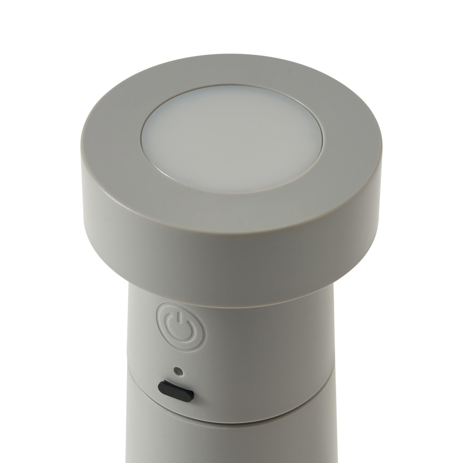LED bordlampe Salt saltkvern lysegrå oppladbar IP44 lysdetalj