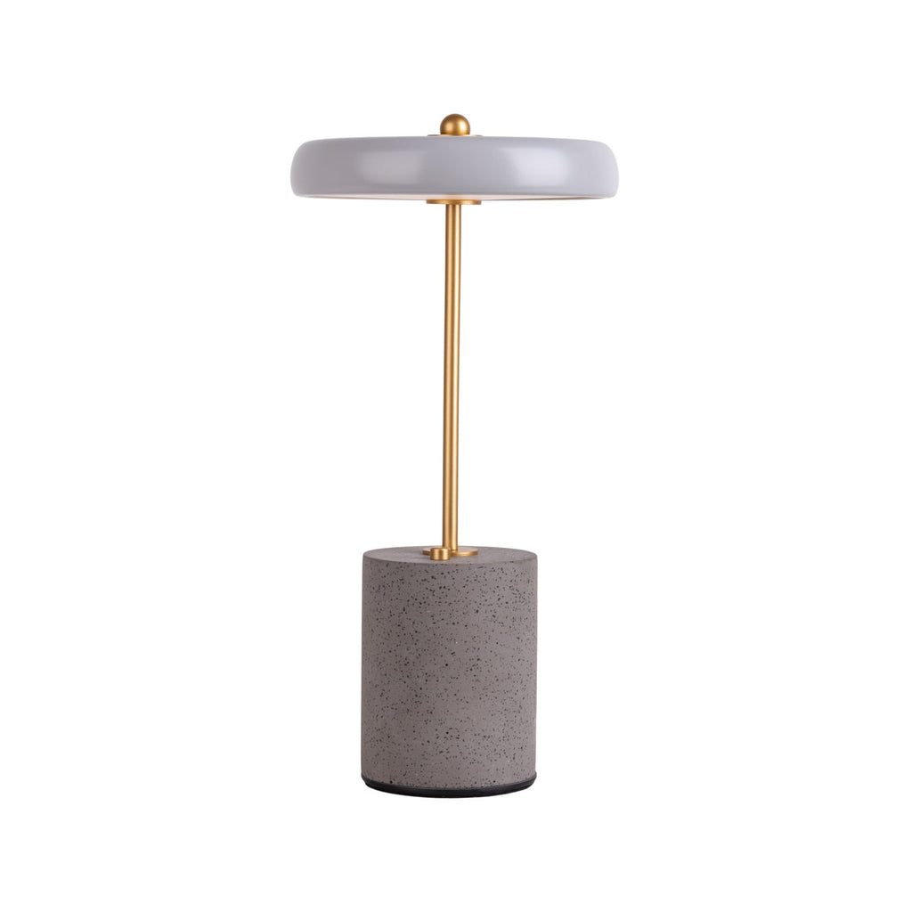 LED bordlampe Seta oppladbar betong dimbar grå Ø15 cm bakside