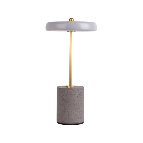 LED bordlampe Seta oppladbar betong dimbar grå Ø15 cm bakside