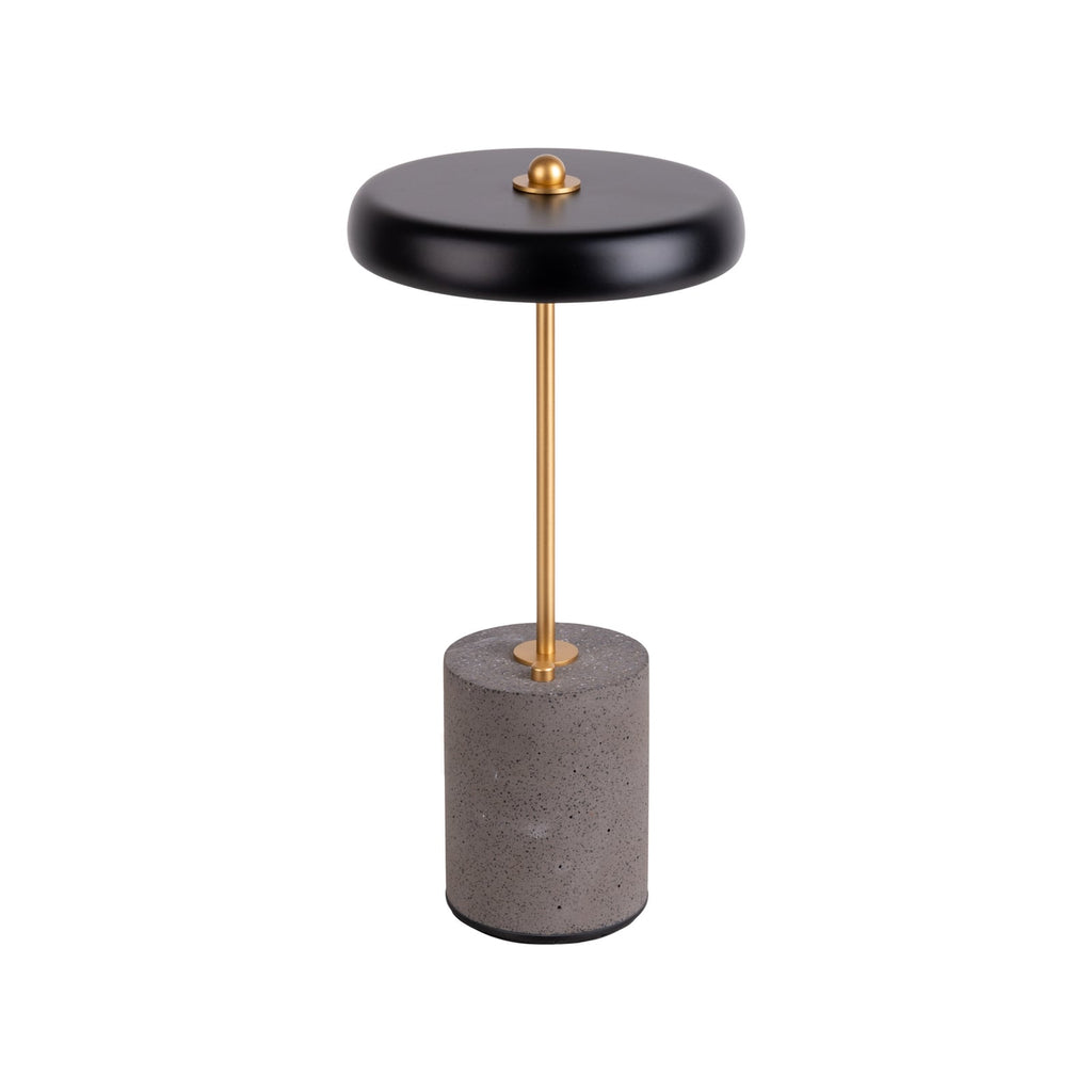 LED bordlampe Seta oppladbar betong svart Ø15 cm dimbar bakside