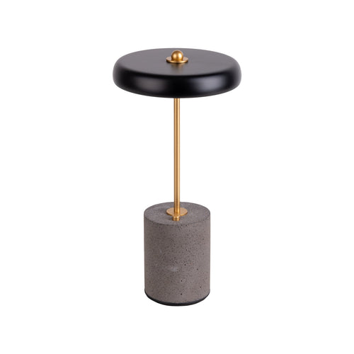 LED bordlampe Seta oppladbar betong svart Ø15 cm dimbar bakside