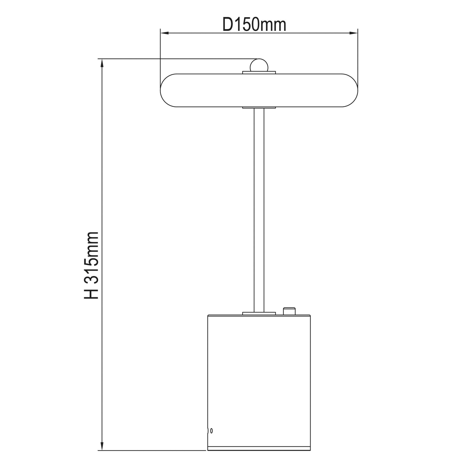 Detalj av LED bordlampe Seta oppladbar betong svart Ø15 cm dimbar