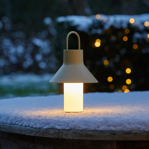 LED bordlampe Shadow Small oppladbar beige IP65 forfra