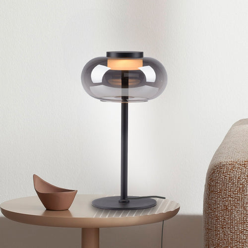 LED bordlampe Sia røykglass svart forfra