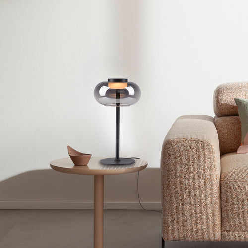 LED bordlampe Sia røykglass svart bakside