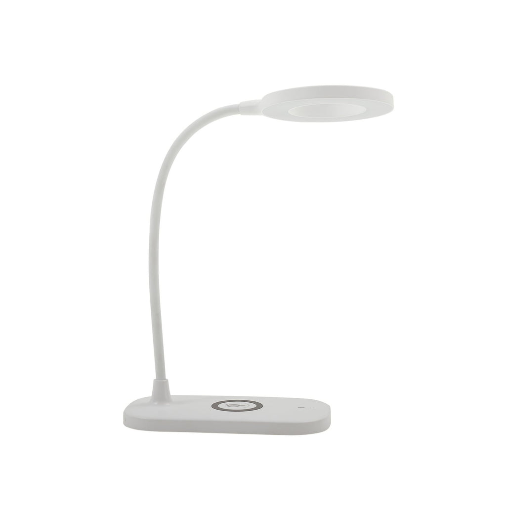 LED bordlampe Siona hvit CCT dimbar med ladestation montert på skrivebord