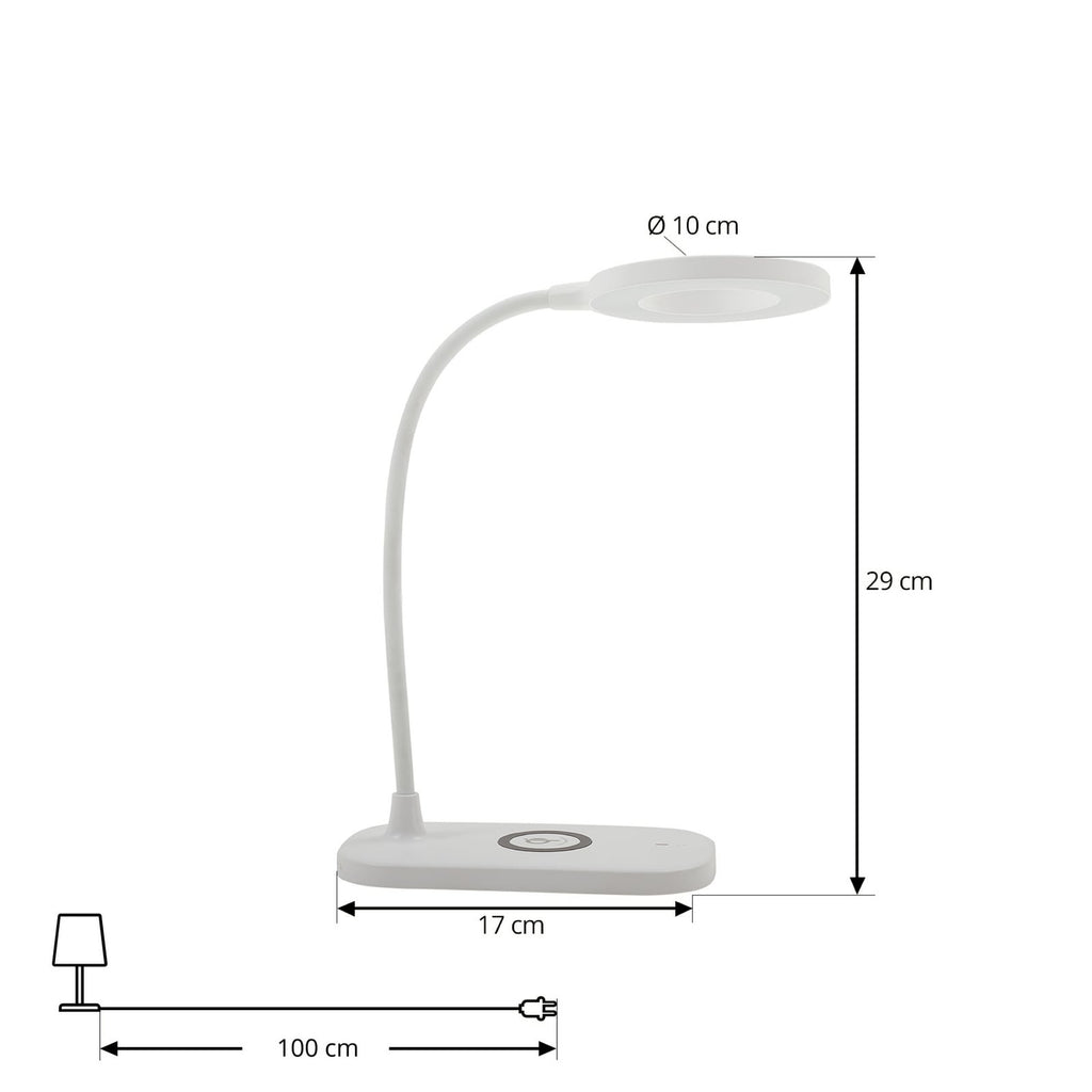 LED bordlampe Siona hvit CCT dimbar med ladestation nærbilde av lyskilde