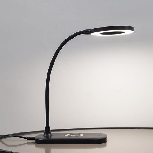 LED bordlampe Siona svart CCT dimbar med ladestasjon forfra