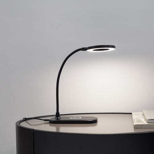 LED bordlampe Siona svart CCT dimbar med ladestasjon bakside