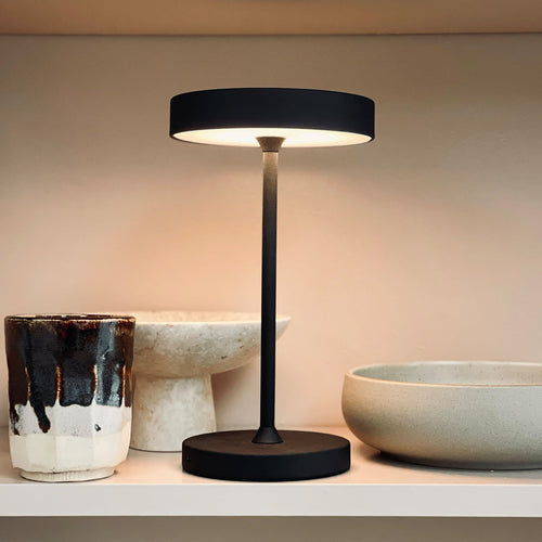 LED bordlampe Starlight dimbar svart Ø14 cm forfra