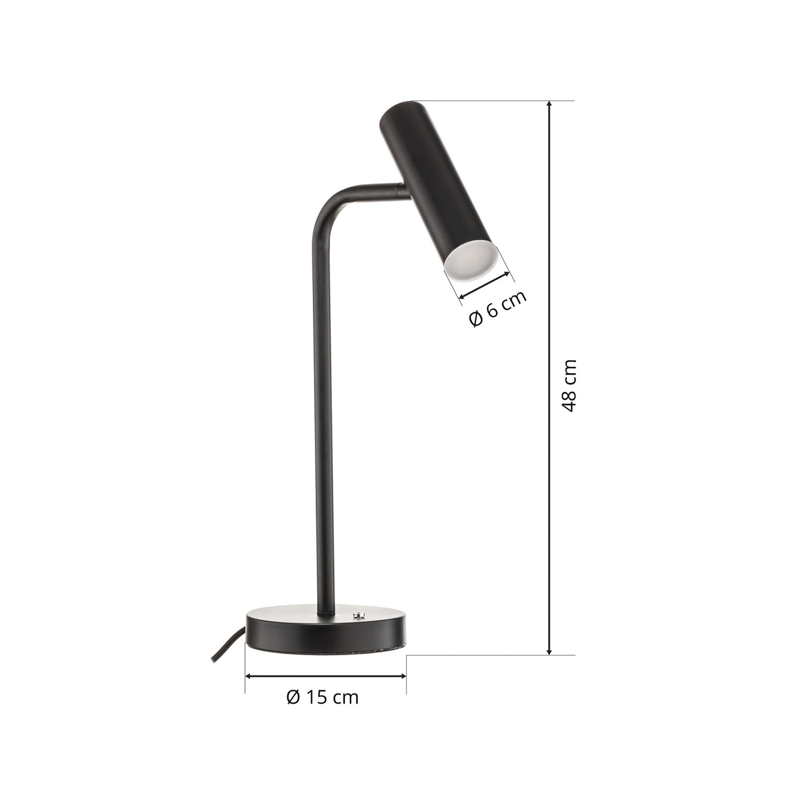 LED bordlampe Stina dimbar svart metall H48 cm 6,5W - Schöner Wohnen