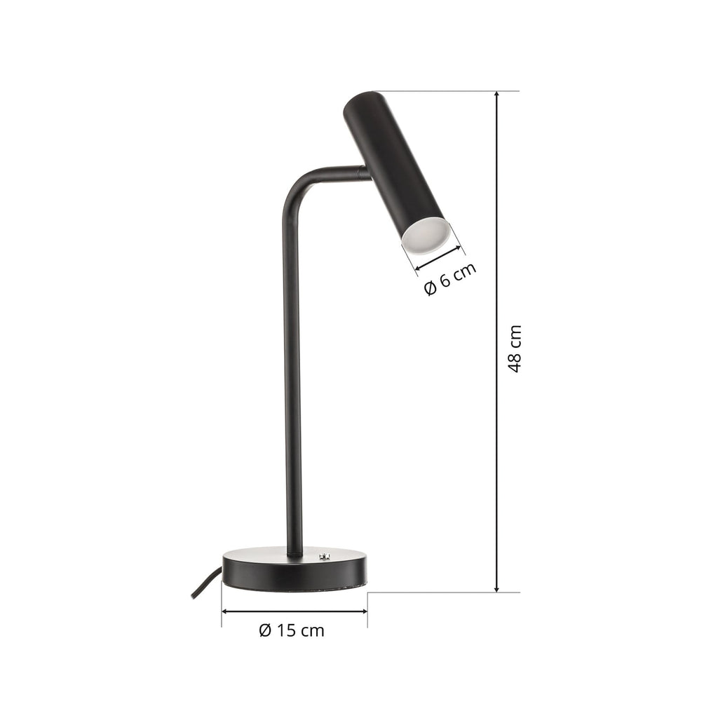 LED bordlampe Stina dimbar svart metall H48 cm 6,5W - Schöner Wohnen