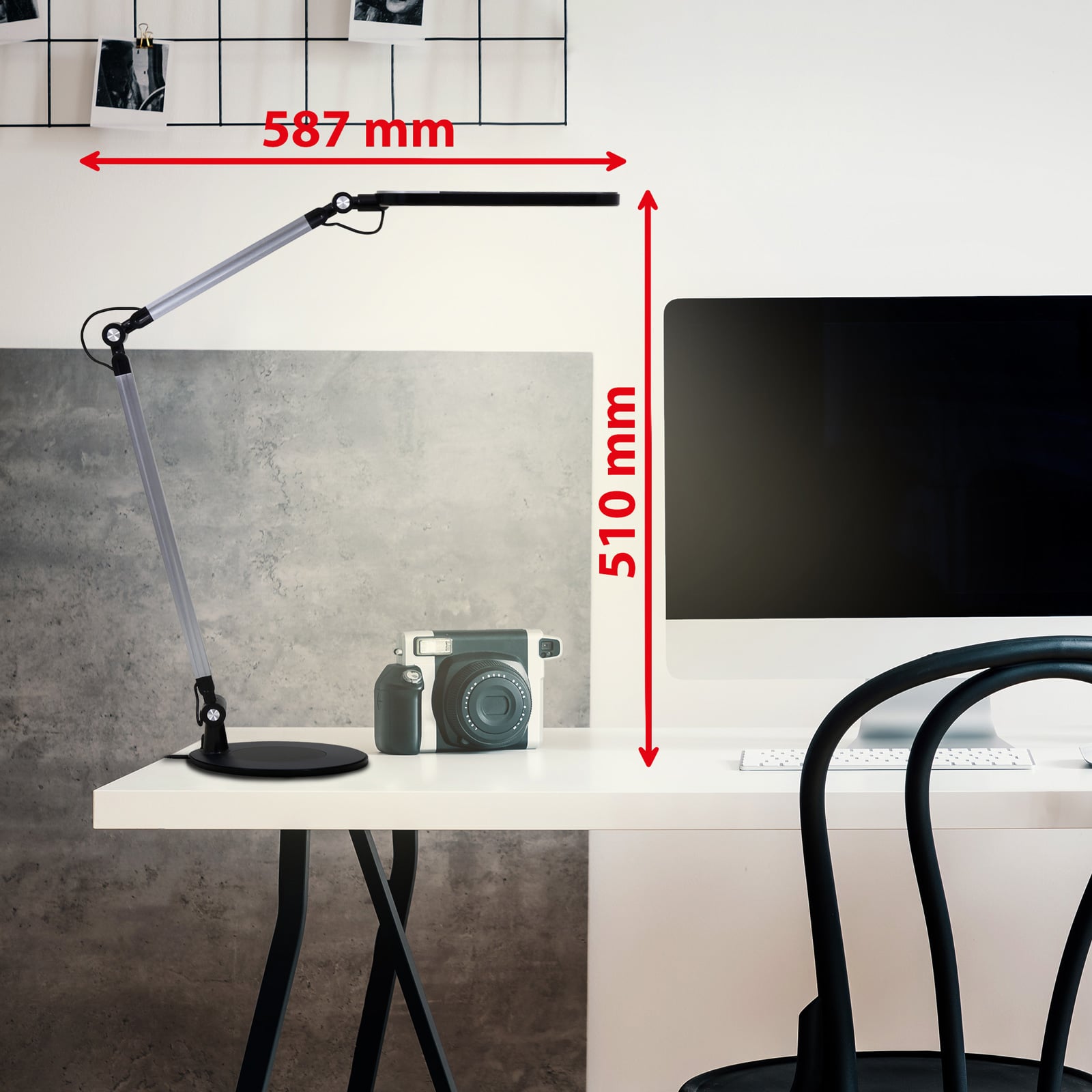 LED bordlampe Swan CCT dimbar svart plast detalj av lampehode