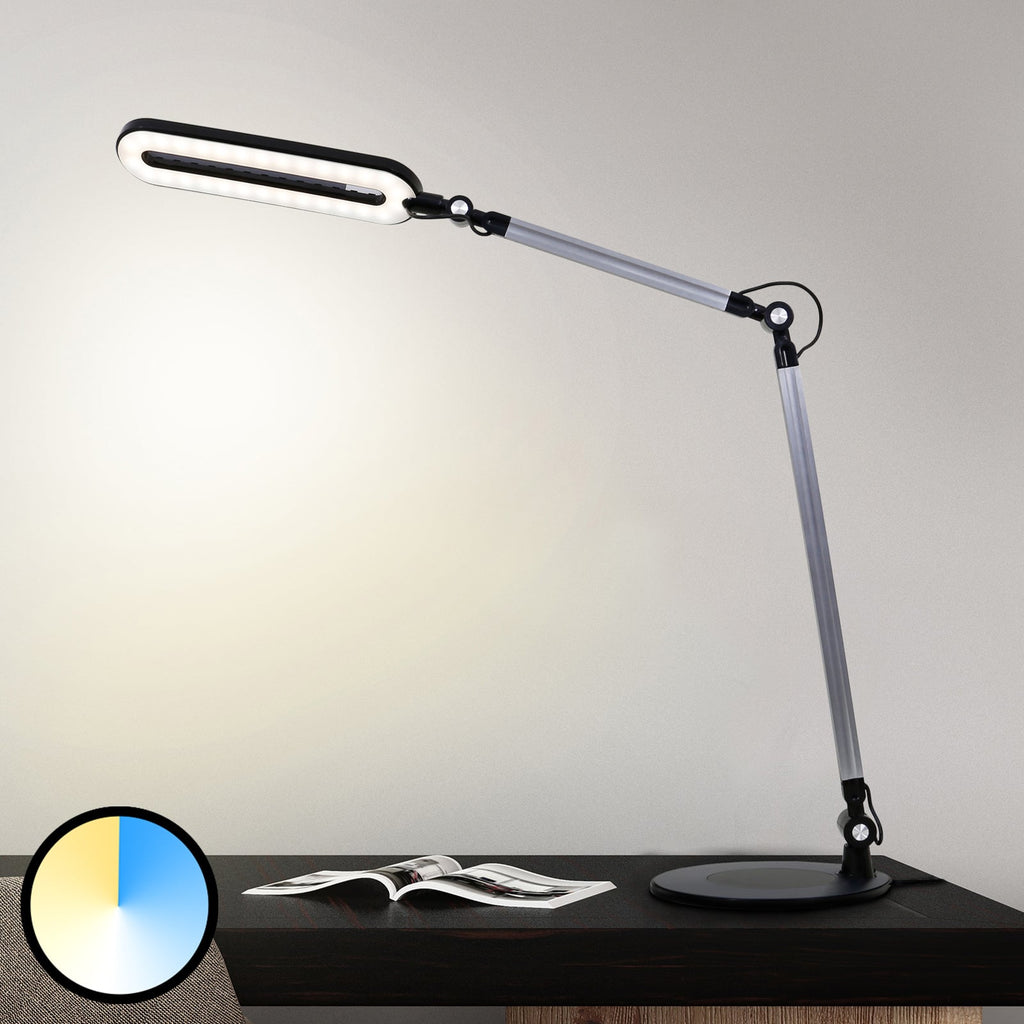 LED bordlampe Swan CCT dimbar svart plast forfra