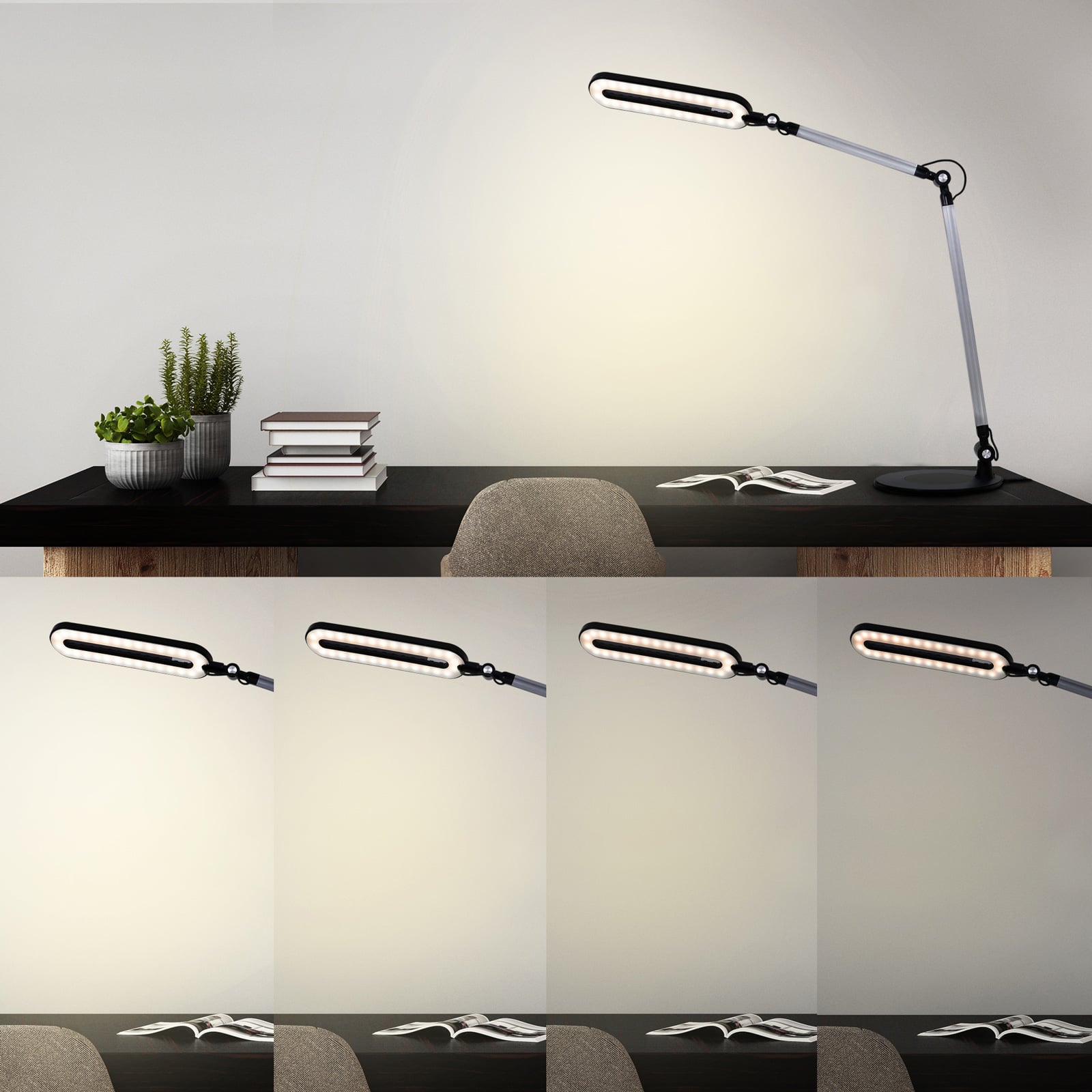 LED bordlampe Swan CCT dimbar svart plast høydejustering