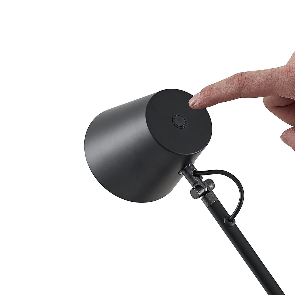 Nærbilde av LED bordlampe Tarris dimbar svart høyde 46 cm
