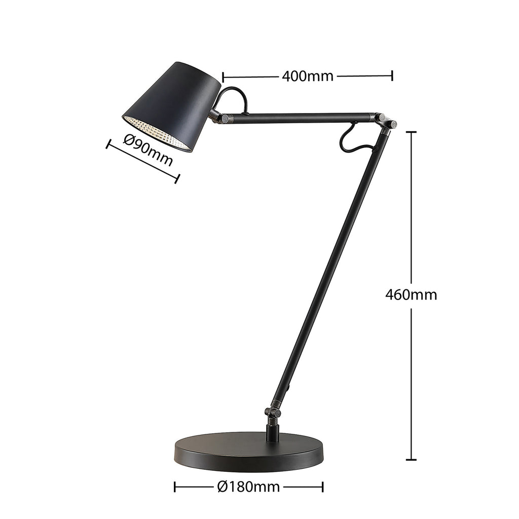 LED bordlampe Tarris dimbar svart høyde 46 cm fra siden