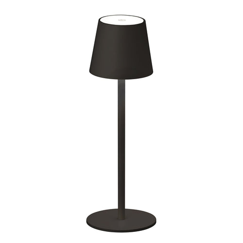 LED bordlampe Tropea med batteri dimbar svart forfra