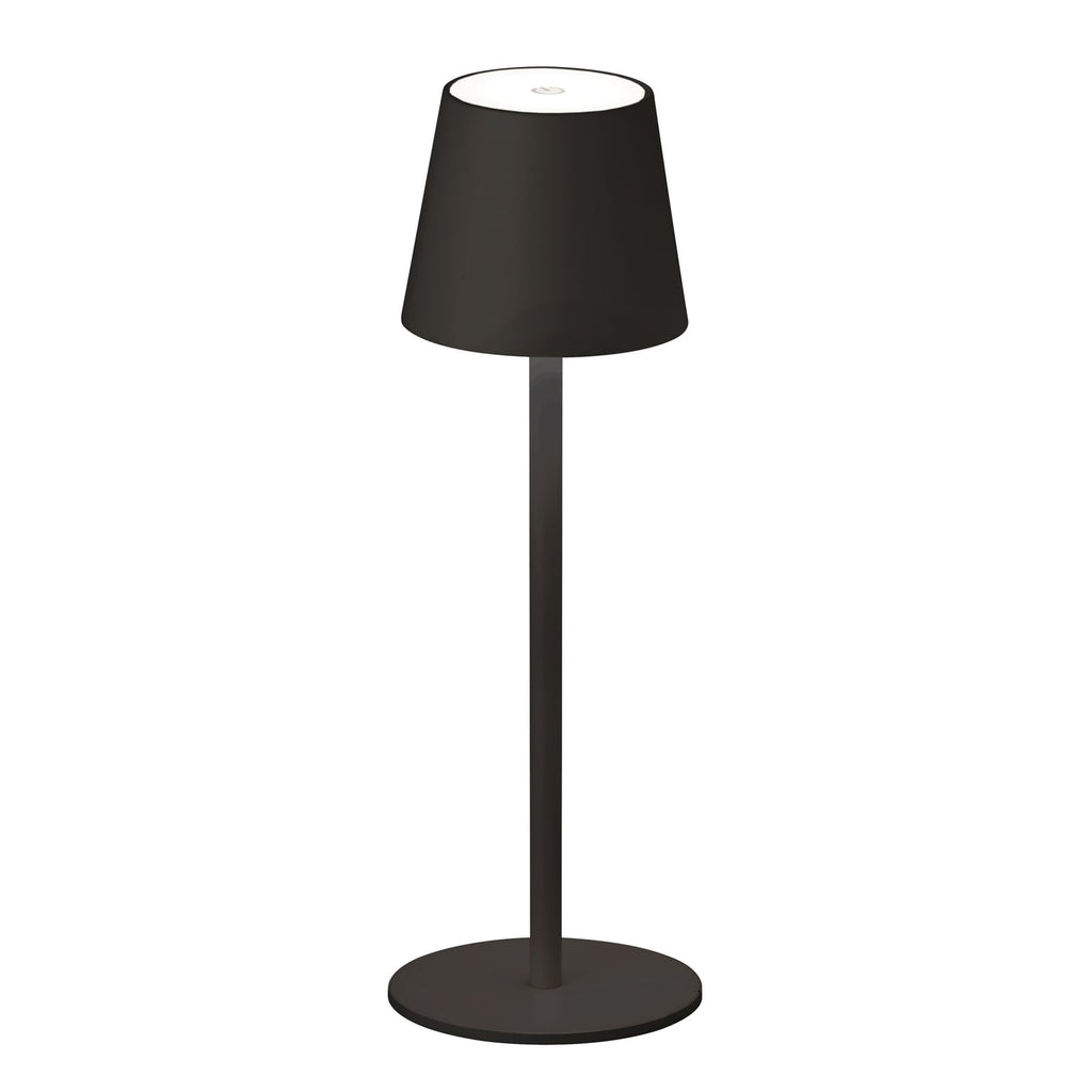 LED bordlampe Tropea med batteri dimbar svart forfra