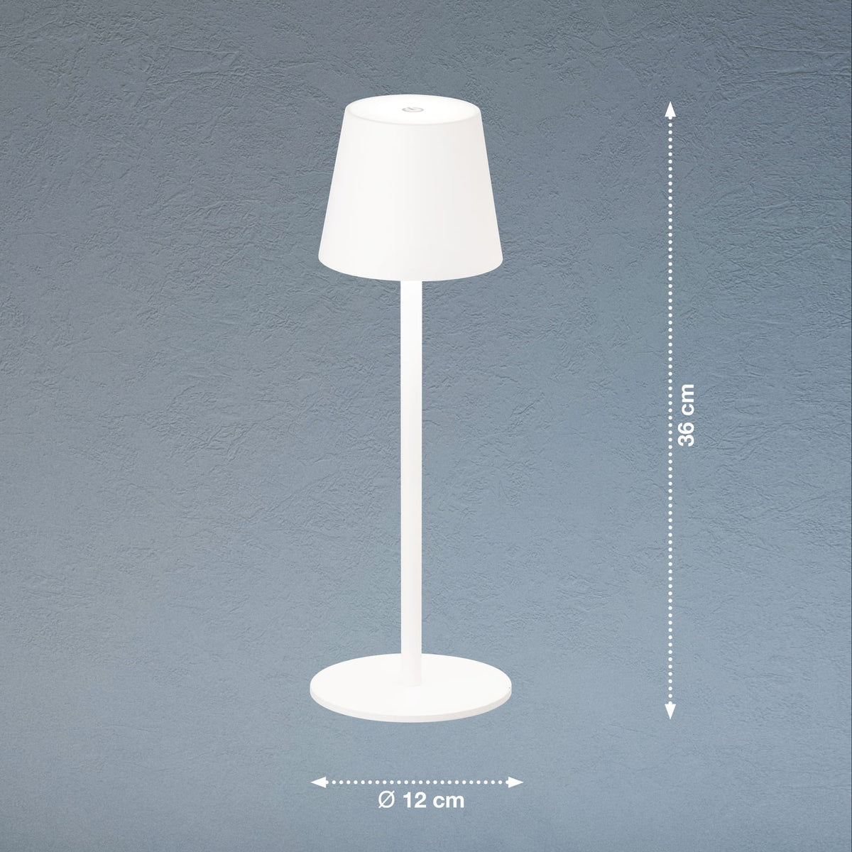 LED bordlampe Tropea oppladbar dimbar sand 38 cm detalj av dimmer