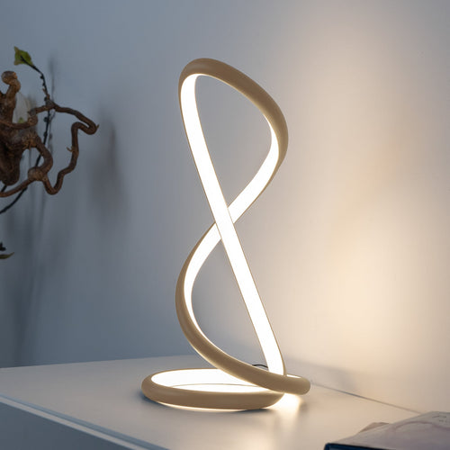 LED bordlampe Twist dimbar aluminium sandfarget h42 cm forfra