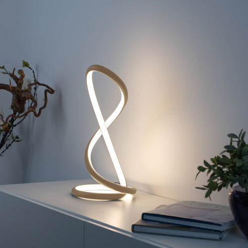 LED bordlampe Twist dimbar aluminium sandfarget h42 cm bakside