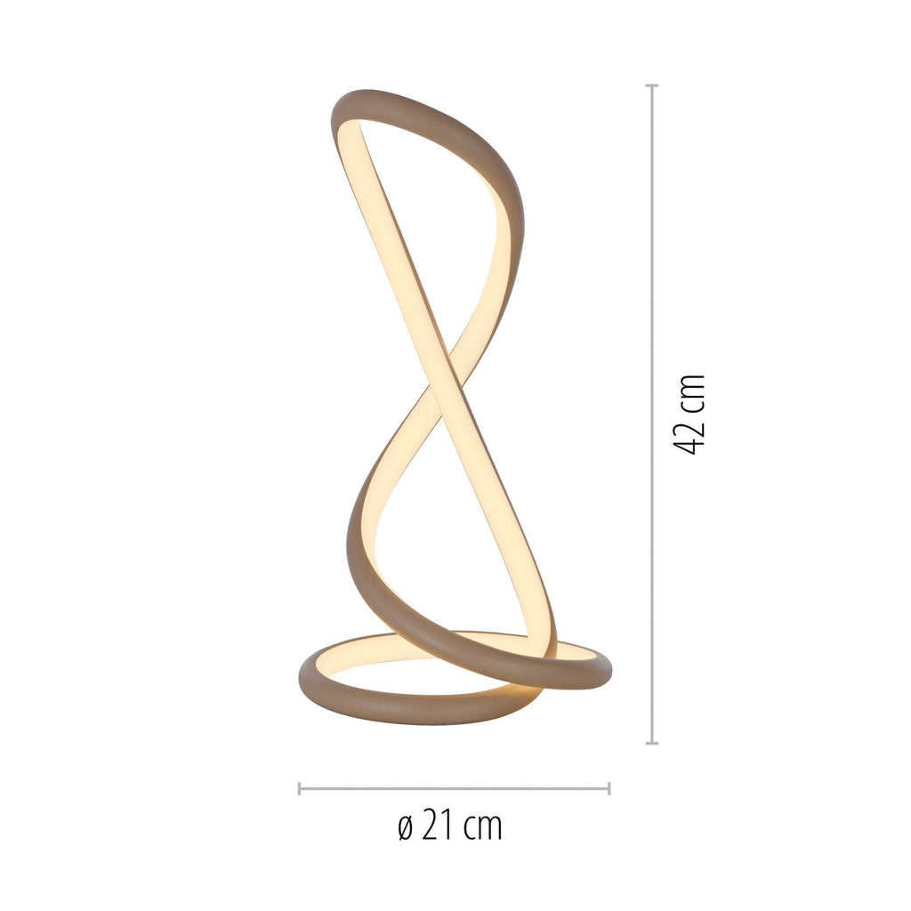 LED bordlampe Twist dimbar aluminium sandfarget h42 cm detalj av form