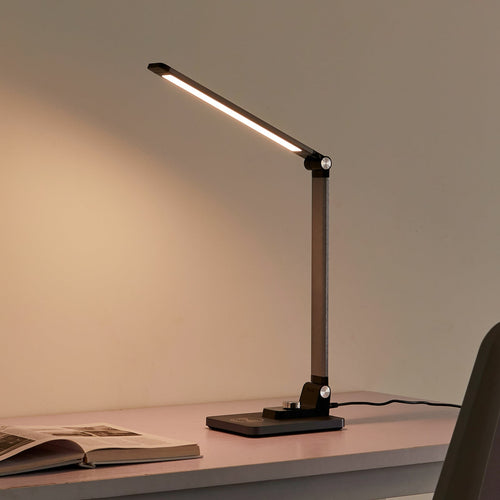 LED bordlampe Valtaris CCT dimbar grå aluminium 43 cm forfra