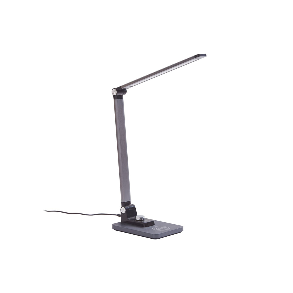 LED bordlampe Valtaris CCT dimbar grå aluminium 43 cm detalj av touch-dimmer