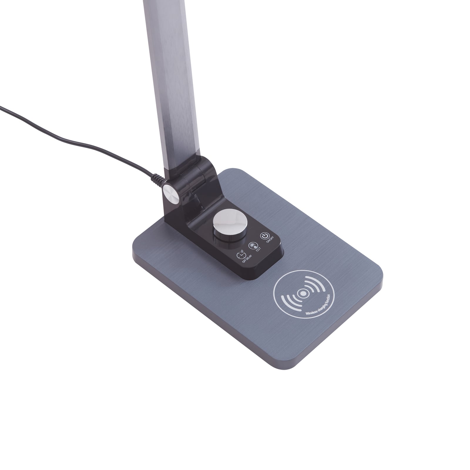 LED bordlampe Valtaris CCT dimbar grå aluminium 43 cm lys i bruk