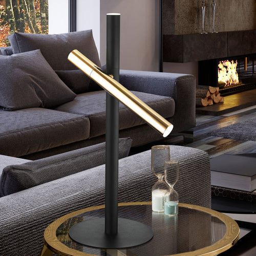 LED bordlampe Varas 2-lys svart/gull 10W 53 cm forfra