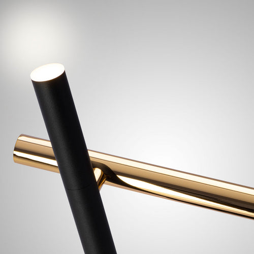 LED bordlampe Varas 2-lys svart/gull 10W 53 cm detalj av lampehode
