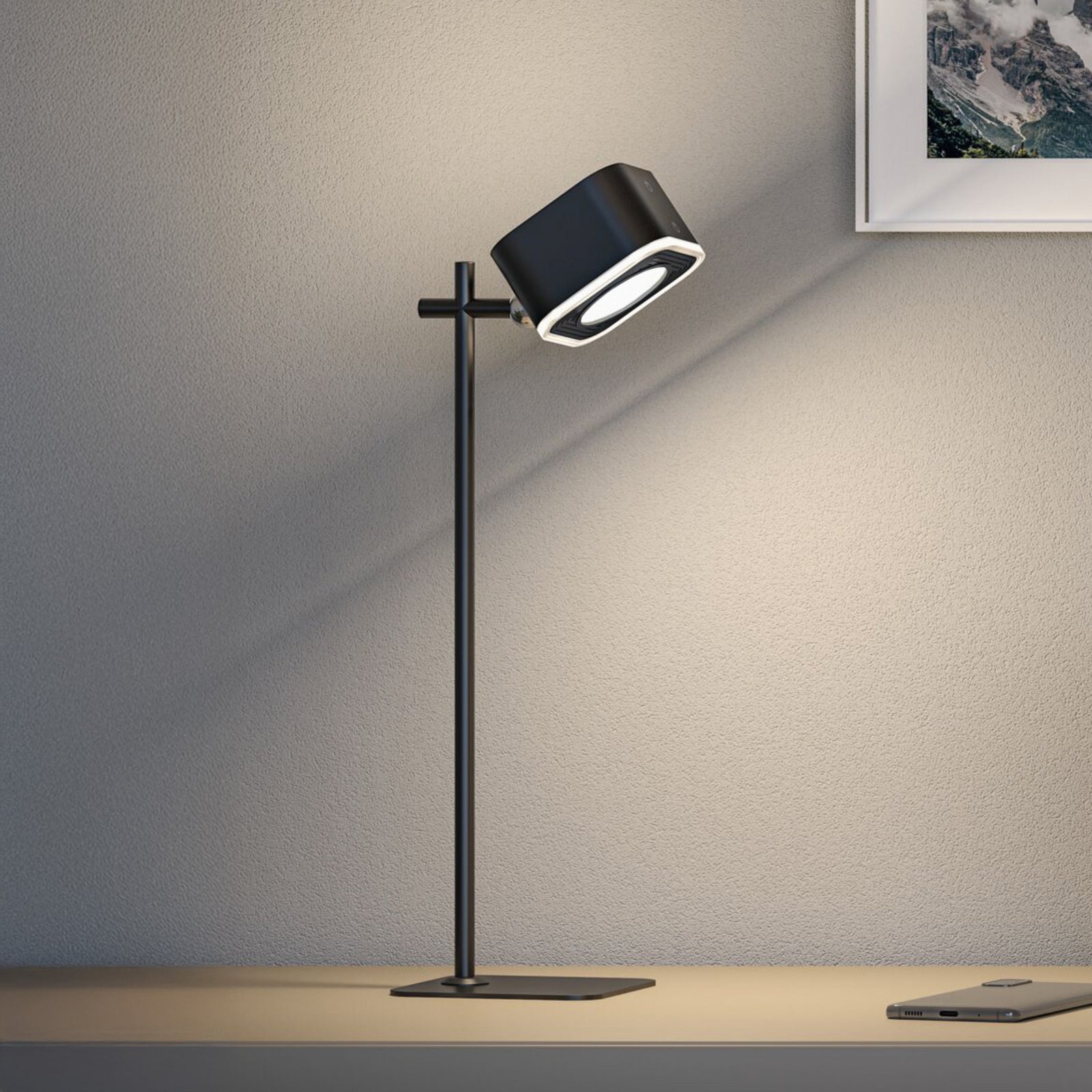 LED bordlampe Varia oppladbar dimbar CCT svart 37 cm forfra