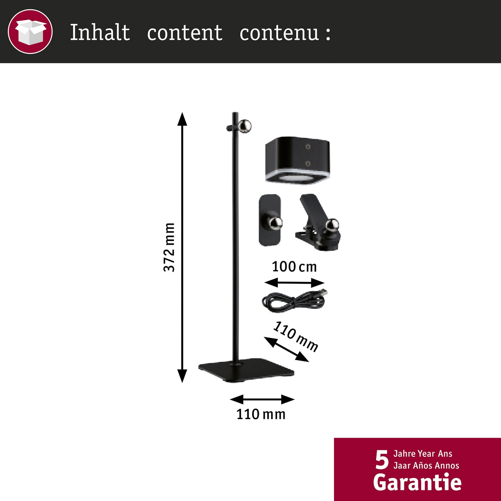 LED bordlampe Varia oppladbar dimbar CCT svart 37 cm i spisestue